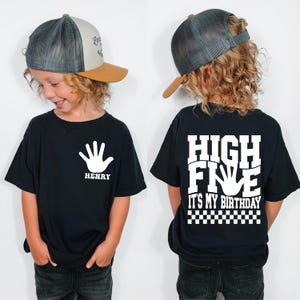 High Five Shirt, Fifth Birthday Tee, 5th Birthday Kids Sweatshirt, 5 Year Old Birthday Name T-Shirt, Five Birthday Party Gift
