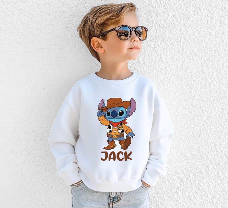 Toy Story Stitch Shirt, Disney Woody Costume Stitch Tee, Western Kids Sweatshirt, Disneyland Toddler Custom Tees
