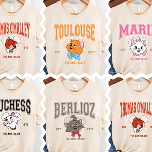 The Aristocats Group T-Shirt, Disney Cats T-Shirt, Aristocats Marie Geschenk, Katzenliebhaber passendes Sweatshirt, Berlioz und Toulouse Katzen-T-Shirts