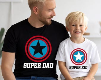 Captain America Matching Shirt, Super Family Tee, Marvel Dad and Son Sweatshirt, Avengers Father's Day, Superhero Custom Crewneck