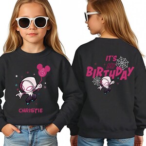 Ghost Spider Birthday Shirt, Gwen Birthday Girl Tee, Spidey and Amazing Friends Party, Custom Birthday Sweatshirt, Superhero Birthday Gift