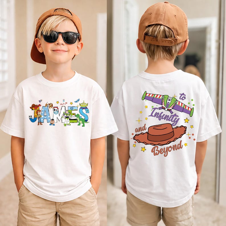 Custom Name Toy Story Shirt, To Infinity and Beyond Tee, Disney Family Matching Sweatshirt, Woody Buzz Lightyear T-shirt, Pixar Kids Trip