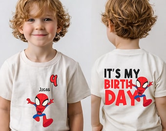 Maglietta di compleanno di Spidey, maglietta per il compleanno di Spiderman, felpa per la famiglia di supereroi, magliette di compleanno personalizzate, magliette per il viaggio di compleanno a Disney