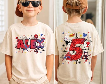 Spiderman-födelsedagströja, Spiderman-pojke-födelsedagströja, superhjälte-födelsedagströja, Spiderman-födelsedagsfest, anpassade spindel-tröjor för småbarn