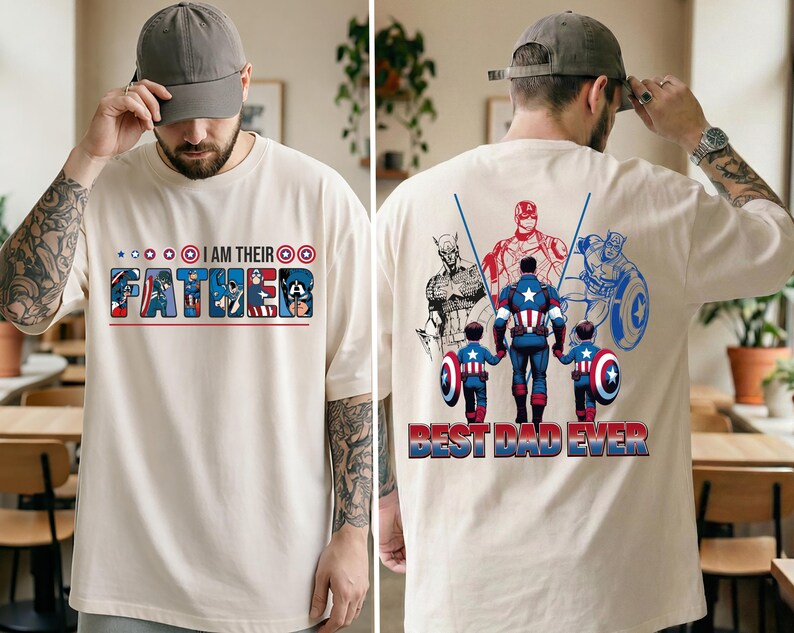 Captain America Dad Shirt, Fathers Day Gift Tee, Personalized Avengers Dad, Superhero Dad and Kids Sweatshirt, Marvel Papa Shirts