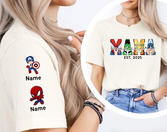 Camiseta personalizada de Los Vengadores para mamá, sudadera de superhéroe para mamá, camiseta de regalo para papá de Spiderman, sudadera con capucha personalizada de superhéroe para papá, suéter de regalo para el Día de la Madre