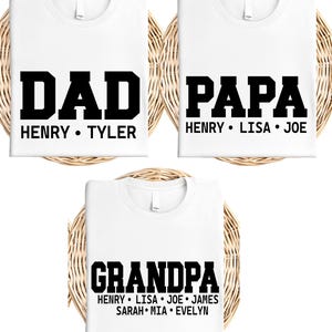 Dad Shirt With Kids Names, Personalized Papa T-shirt, Grandpa Tee,  Grandkids Names Sweatshirt, Father&#39;s Day Gift Tees