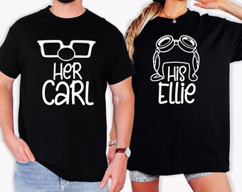Carl and Ellie Shirt, Up Movie Couple Sweatshirt, Pixar Honeymoon Gift, Disney Her and His Matching Tees, Disneyland Honeymoon Sweater