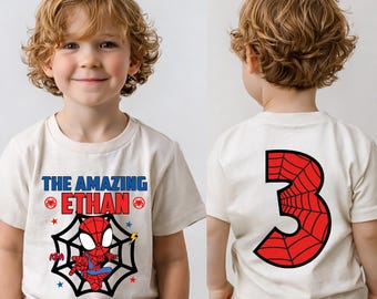 Spiderman Birthday Boy Shirt, Amazing Birthday Family Tee, Superhero Birthday Gift, Custom Spider Sweatshirt, Spider Man Boy Tees