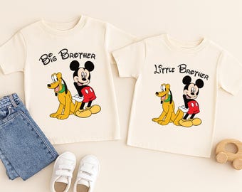 Maglietta Disney Brothers, maglietta coordinata Mickey Big Little Bro, felpa Mickey Mouse Siblings, girocollo Disneyland Family Trip