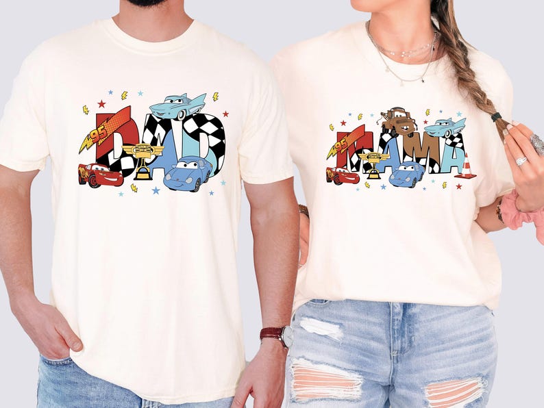 Cars Mom Dad T-shirt, Disney Family Tee, Lightning McQueen Matching Sweatshirt, Pixar Cars Mama Dada Gift, Disneyland Family Trip Tees
