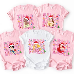 Prinzessin Weihnachten T-shirt, Disney Mädchen Weihnachten Sweatshirt, Schneewittchen Weihnachtsfeier T-Shirt, Kleine Meerjungfrau Weihnachtsreise Hoodie
