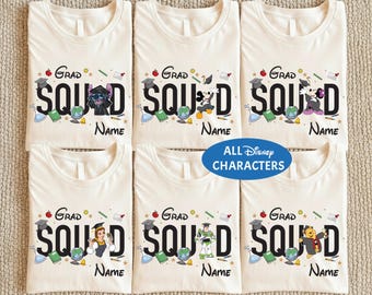 All Characters Disney Graduation Shirt, Mickey Grad Squad Tee, Custom Graduate Gift, Spiderman Senior Sweatshirt, Class of 2026 Shirts