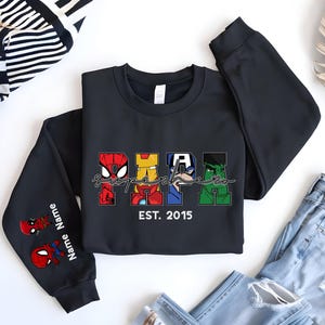 Avengers Dad Sweatshirt, Superhero Papa Shirt, Spiderman Daddy Tee, Personalized Super Hero Grandpa Hoodie, Marvel Fathers Day Gift