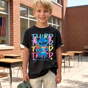 Disney Stitch Back to School Shirt, First Day Of School Gift, Pre K Stitch and Lilo Girls Tee, First Grade Boys T-shirts