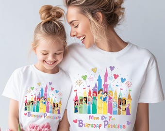Camiseta de princesa de cumpleaños, camiseta de niña de cumpleaños de Disney, sudadera familiar de princesas, camisetas de princesas para niños pequeños, camisetas de viaje de cumpleaños a Disneyland