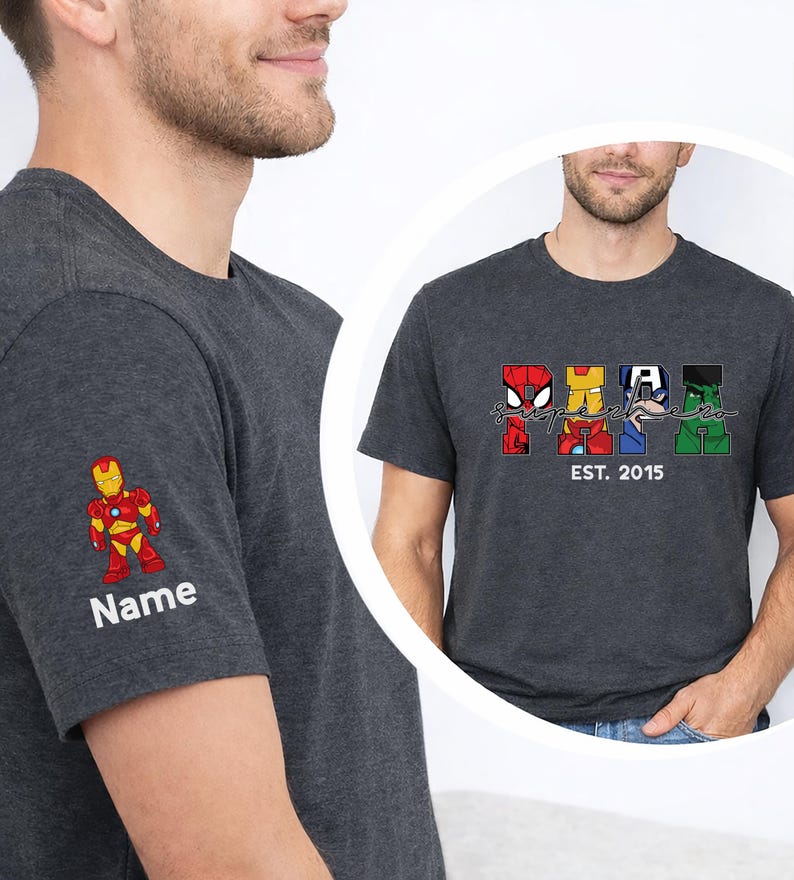 Avengers Dad Sweatshirt, Superhero Papa Shirt, Spiderman Daddy Tee, Personalized Super Hero Grandpa Hoodie, Marvel Fathers Day Gift
