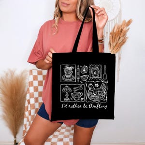 Thrifting Tote Bag, Retro Vintage Shopping Lover Bags, Boutique Thrifting Canvas Totes, Grandma Gift Tote, Mothers Day Tote