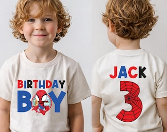 Spiderman Kids Birthday Shirt, Custom Spider Birthday Tee, Superhero Birthday Boy Sweatshirt, Spiderman Party Tees, Disney Birthday Kids