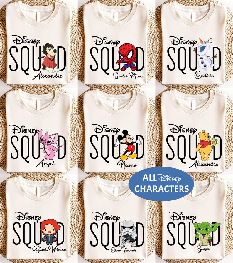 Disney Squad Shirt, Mickey and Friends Custom Tee, Disneyland Trip Sweatshirt, Disney Characters Personalized Tees, Family Vacation Matching