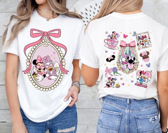 Mini And Daisy Besties Shirt, Coquette Bow Disney Girls Sweatshirt, Disneyland Best Friends T-Shirt, Magical Castle Trip Tee
