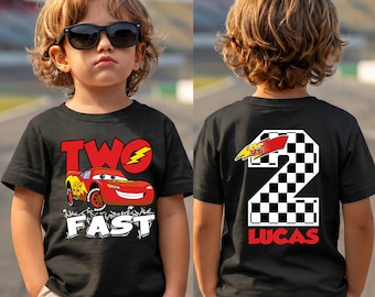 Two Fast McQueen Birthday Shirt, 2nd Cars Birthday Boy Tee, Lightning Second Birthday Gift, Disney 2nd Birthday Party Sweatshirt