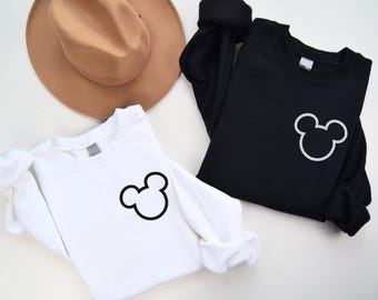 Mickey Mouse Embroidered Sweater, Disney Valentine's Day Embroidery Shirt, Mouse Kids Tee, Disneyland Mickey Gift Sweatshirt