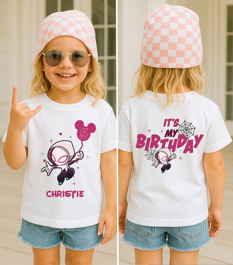 Ghost Spider Birthday Shirt, Gwen Birthday Girl Tee, Spidey and Amazing Friends Party, Custom Birthday Sweatshirt, Superhero Birthday Gift