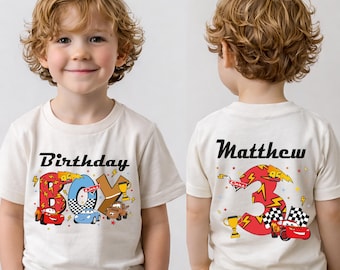 Autos Geburtstag Junge Shirt, McQueen Party T-Shirt, Rennwagen Geburtstag Sweatshirt, Benutzerdefinierte Kleinkind Kinder Geschenk, Pixar Geburtstag T-Shirts, Autos Junge Geschenk