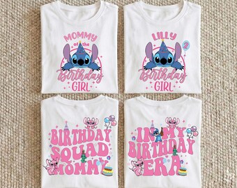 Stitch Birthday Shirt, ,Disney Family Birthday Tee, In My Birthday Era Tees, Angel and Stitch Birthday Girl Sweatshirt, Stitch Toddler Kids