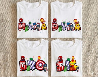Avengers Familie Shirt, Superheld Mama Papa T-Shirt, Marvel-Geburtstagsfeier Sweatshirt, Captain America Kinder T-Shirts, Disney Familien Reise Pullover