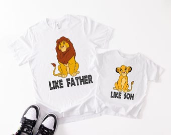 Benutzerdefiniertes König der Löwen Dad und Sohn T-Shirt, wie Vater passendes T-Shirt, Disney Vatertagsgeschenk, Daddy und Me T-Shirts, Mufasa und Simba Familie Hoodie
