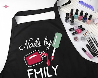 Delantal de técnico de uñas, delantal personalizado para artista de uñas, delantales para salón de belleza, regalo personalizado para estilista de uñas