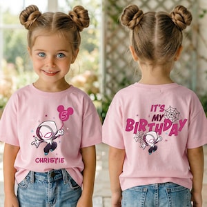 Ghost Spider Birthday Shirt, Gwen Birthday Girl Tee, Spidey and Amazing Friends Party, Custom Birthday Sweatshirt, Superhero Birthday Gift