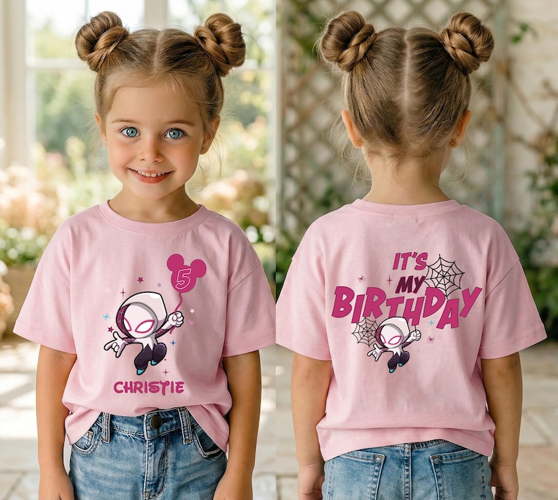 Ghost Spider Birthday Shirt, Gwen Birthday Girl Tee, Spidey and Amazing Friends Party, Custom Birthday Sweatshirt, Superhero Birthday Gift