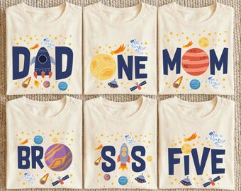 Astronaut Kids 1st Birthday Shirt, Space Custom Family Tee, Galaxy Themed Birthday Party Sweatshirt, Planets Birthday Boy Shirt, Rocket Tee
