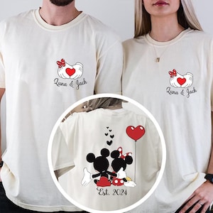 Disney Jubiläum T-shirt, Mickey Minnie Paar T-Shirt, Benutzerdefinierte Name Frau Ehemann Sweatshirt, Disneyland Valentinstag Hoodie