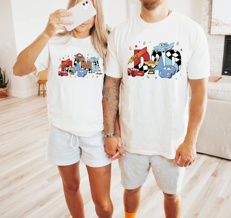 Cars Mom Dad T-shirt, Disney Family Tee, Lightning McQueen Matching Sweatshirt, Pixar Cars Mama Dada Gift, Disneyland Family Trip Tees