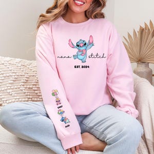 Custom Stitch Nana Shirt, Disney Mom Sweatshirt, Stitch Grandma Gift, Mother's Day Tee, Abuela Shirt, Mama Tee With Kids Names