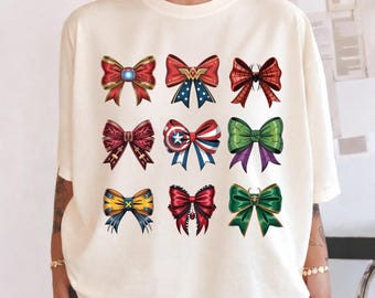 Super Heroes Coquette Bow Shirt, Avengers Tee, Marvel Girls Sweatshirt, Superhero Toddler Gift, Avengers Bow Tees, Marvel Mom Shirts