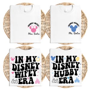 Camiseta &quot;Esposa y Esposo&quot; de Disney, camiseta de luna de miel de Mickey y Minnie, regalo de boda en Disneyland, sudadera personalizada de la familia Mouse, camisetas de señora y señor