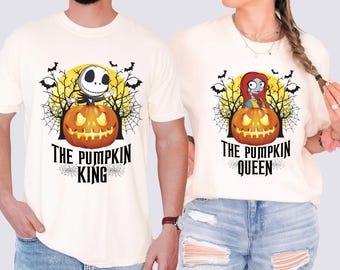 Maglietta di coppia di Jack e Sally per Halloween, maglietta coordinata a tema zucca Disney, felpa natalizia a tema Nightmare di Disneyland