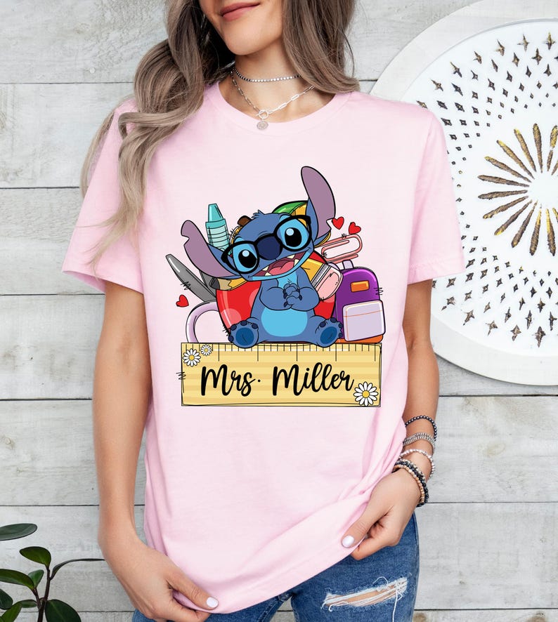 Stitch Teacher T-shirt, Personalized Disney Teacher Tee, Stitch Pre-K Teacher Sweatshirt, Stitch Kindergarten Teaching Gift, WDW Teacher Tee