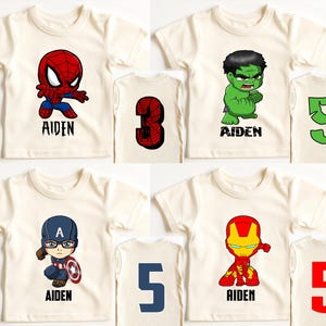 Avengers Birthday T-shirt, Spiderman Birthday Boy Tee, Superhero Birthday Party Sweatshirt, Custom Captain America Kids Tees