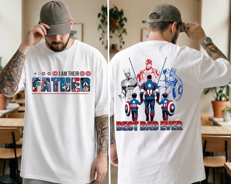 Captain America Dad Shirt, Fathers Day Gift Tee, Personalized Avengers Dad, Superhero Dad and Kids Sweatshirt, Marvel Papa Shirts