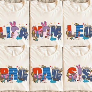 Zootopia Name Shirt, Custom Disney Family Tees, Zootopia Alphabet Tee, Judy Hopps and Nick Wilde Kids T-shirts