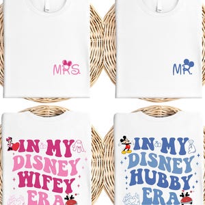 Disney Hubby Wifey T-shirt, Mickey Mrs Mr Tee, Minnie Honeymoon Sweatshirt, Bride and Groom Gift, Disneyland Just Married Couple Tees