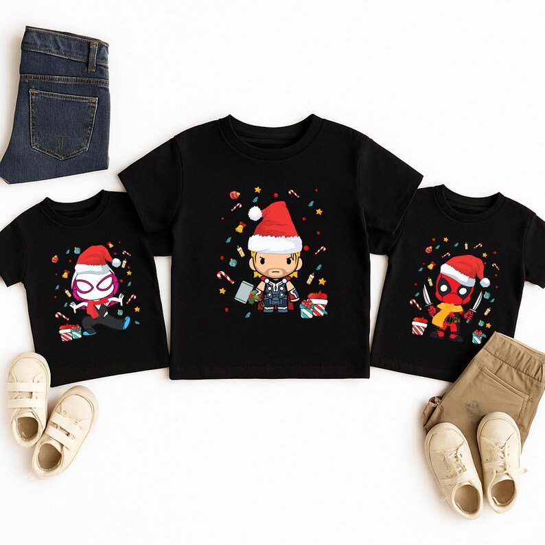 Marvel Christmas Shirt, Avengers Superhero XMAS Tee, Disney Christmas Kids Sweatshirt, Spiderman Christmas Boys Gift Tees