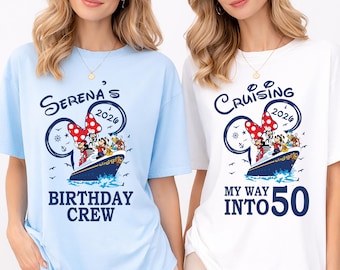 Camiseta de crucero de cumpleaños de Disney, camiseta de fiesta de crucero de Mickey por su 50.º cumpleaños, camisetas personalizadas para la tripulación de cumpleaños, sudadera de Disneyland para el 50.º cumpleaños