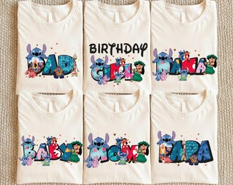 Stitch And Lilo Family Shirt, Custom Disney Birthday Girl Tee, Stitch Birthday Boy Sweatshirt, Stitch Party Gift, Stitch Toddler Kids Tee